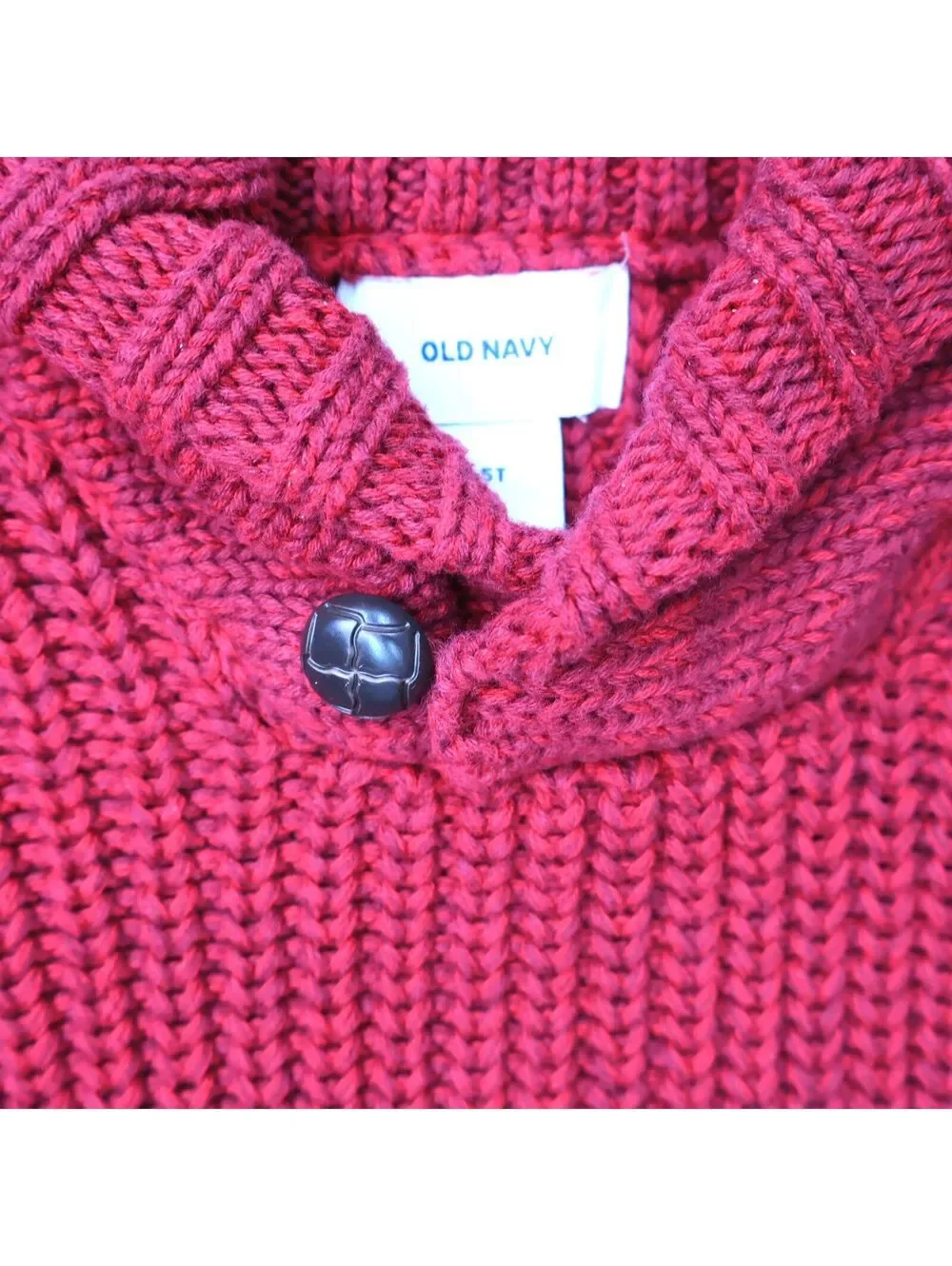 Old Navy Red Knit Sweater with Button Collar, Size 5T